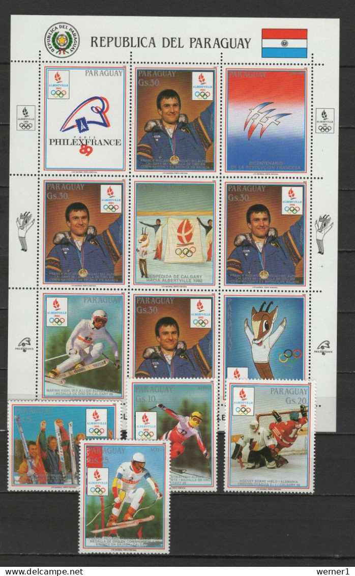 Paraguay 1989 Olympic Games Albertville Sheetlet + 4 Stamps MNH - Winter 1992: Albertville
