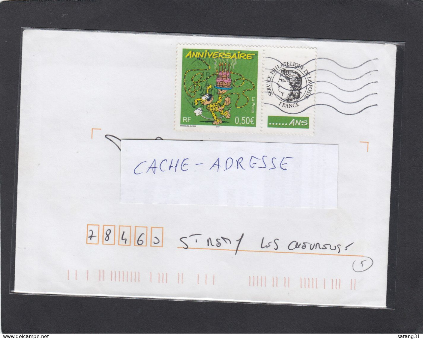 LETTRE AVEC TIMBRE "MARSUPILAMI" AVEC VIGNETTE (Y+T 3569 A). - Storia Postale