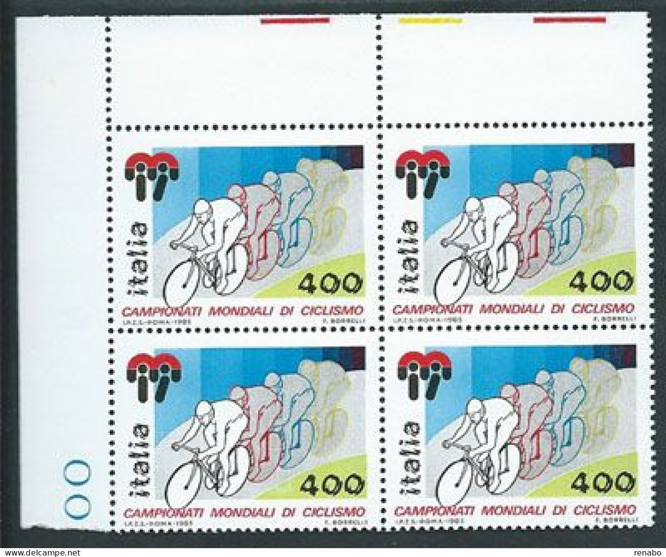Italia 1985; Campionati Mondiali Di Ciclismo In Quartina D' Angolo; World Cycling Championships, - 1981-90: Mint/hinged