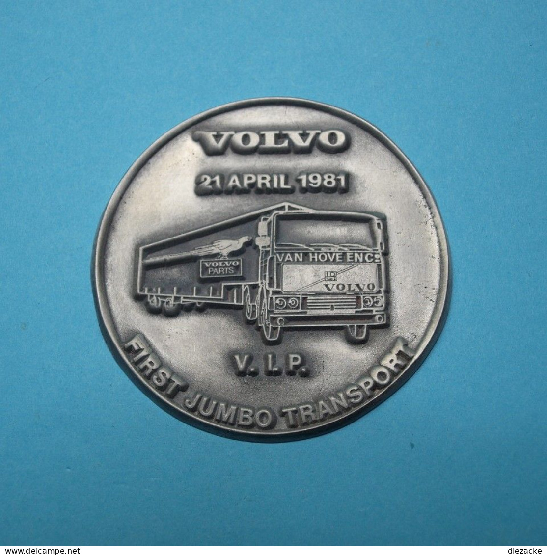 Belgien Medaille VOLVO Truck 1. Jumbo Transport, Blei, Im Original-Etui (EM358 - Unclassified