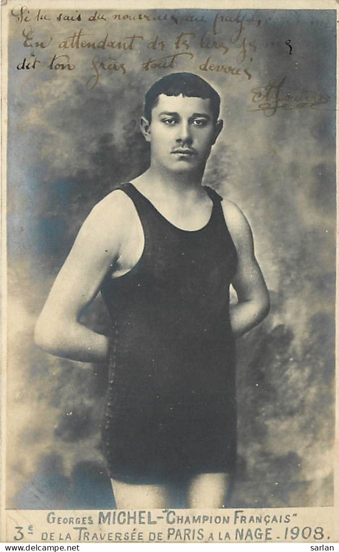 Georges MICHEL Champion Français , 3° De La Traversée De Paris à La Nage En 1908 , * 490 27 - Swimming