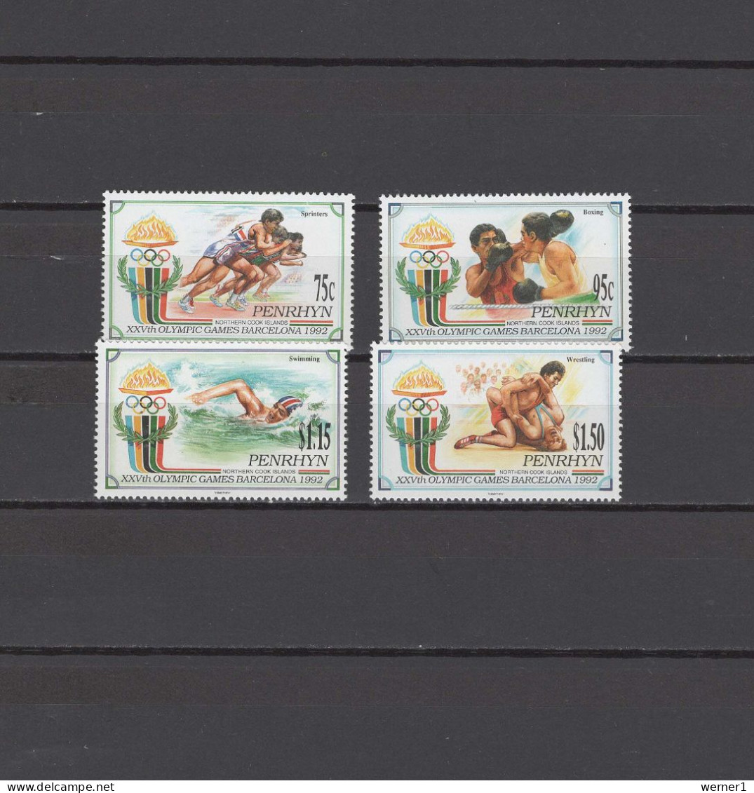 Penrhyn 1992 Olympic Games Barcelona, Boxing, Wrestling, Swimming Etc. Set Of 4 MNH - Zomer 1992: Barcelona