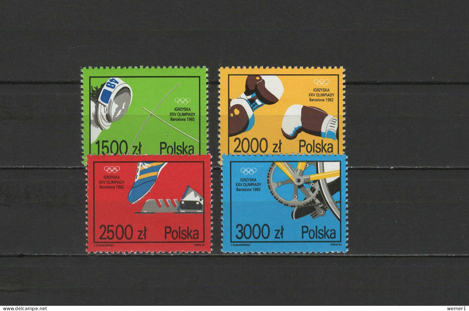 Poland 1992 Olympic Games Barcelona, Fencing, Boxing, Athletics, Cycling Set Of 4 MNH - Zomer 1992: Barcelona