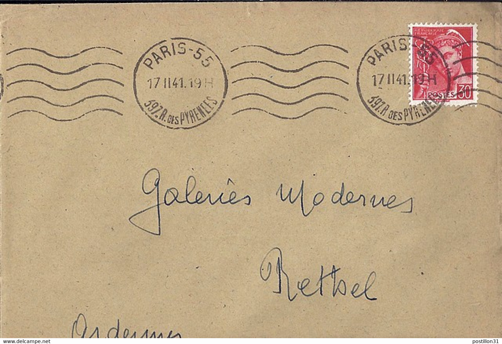 TYPE MERCURE N° 412  SUR LETTRE DE PARIS / 1940-41 - 1938-42 Mercure