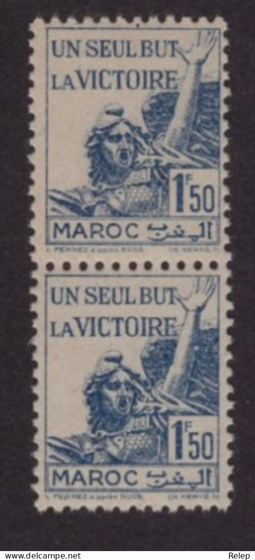 Marroc 1943 - Yt N°223 "Un Seul But La Victoire" (2 X 1F50)  "For The Victorious" -MNH- - Neufs