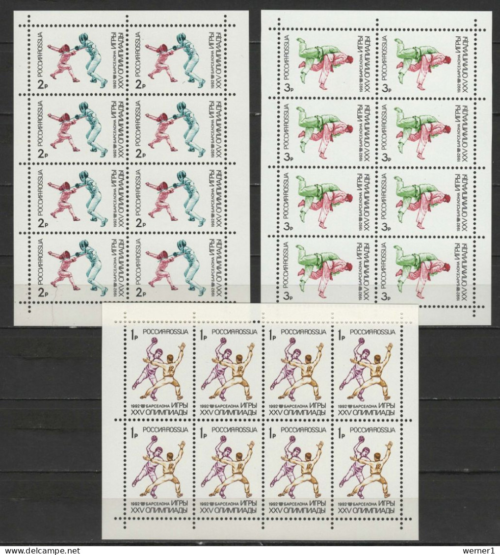Russia 1992 Olympic Games Barcelona, Handball, Fencing, Judo Set Of 3 Sheetlets MNH - Sommer 1992: Barcelone