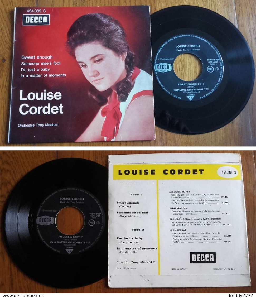 RARE EP 45t BIEM (7") LOUISE CORDET «Sweet Enough» + 3 Titres FRANCE 12-1962 - Rock