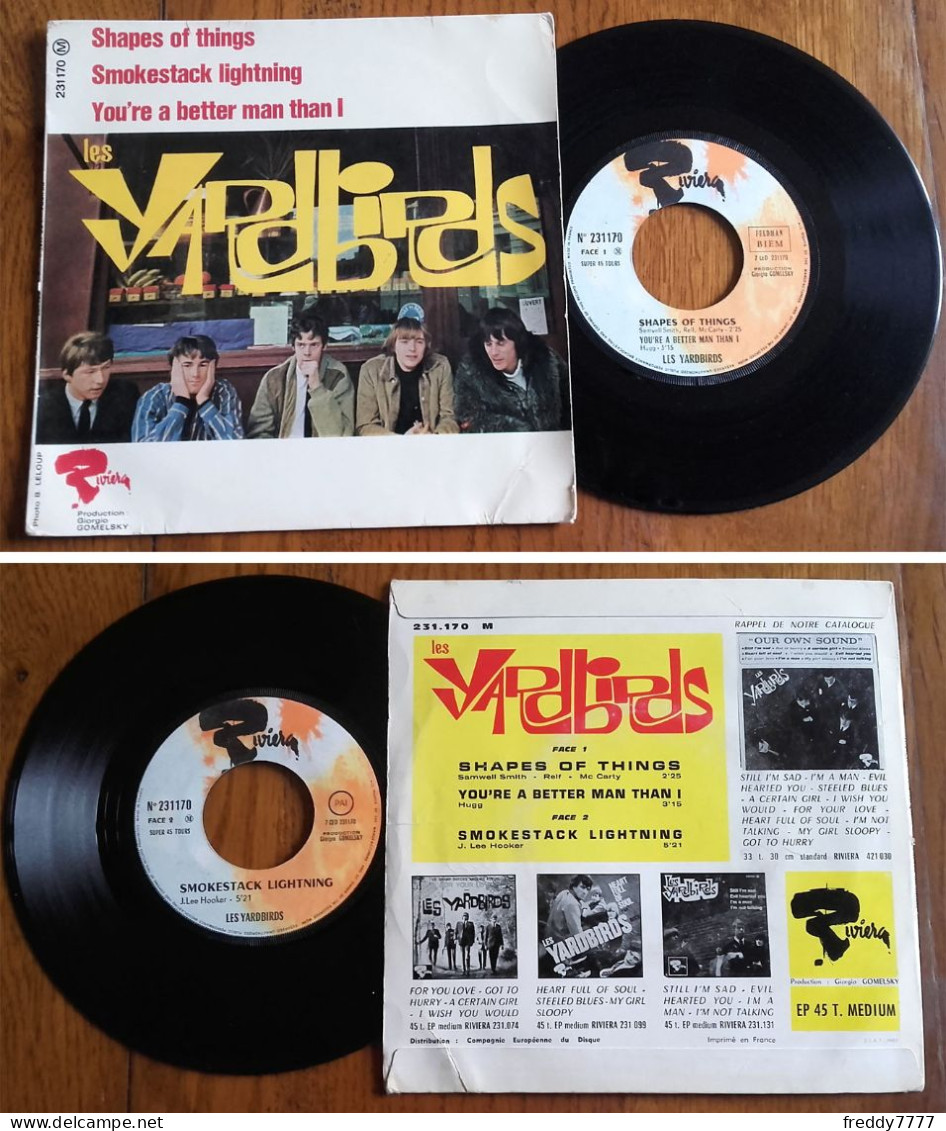 RARE EP 45t BIEM (7") LES YARDBIRDS «Shapes Of Things» + 2 Titres FRANCE 1966 - Rock