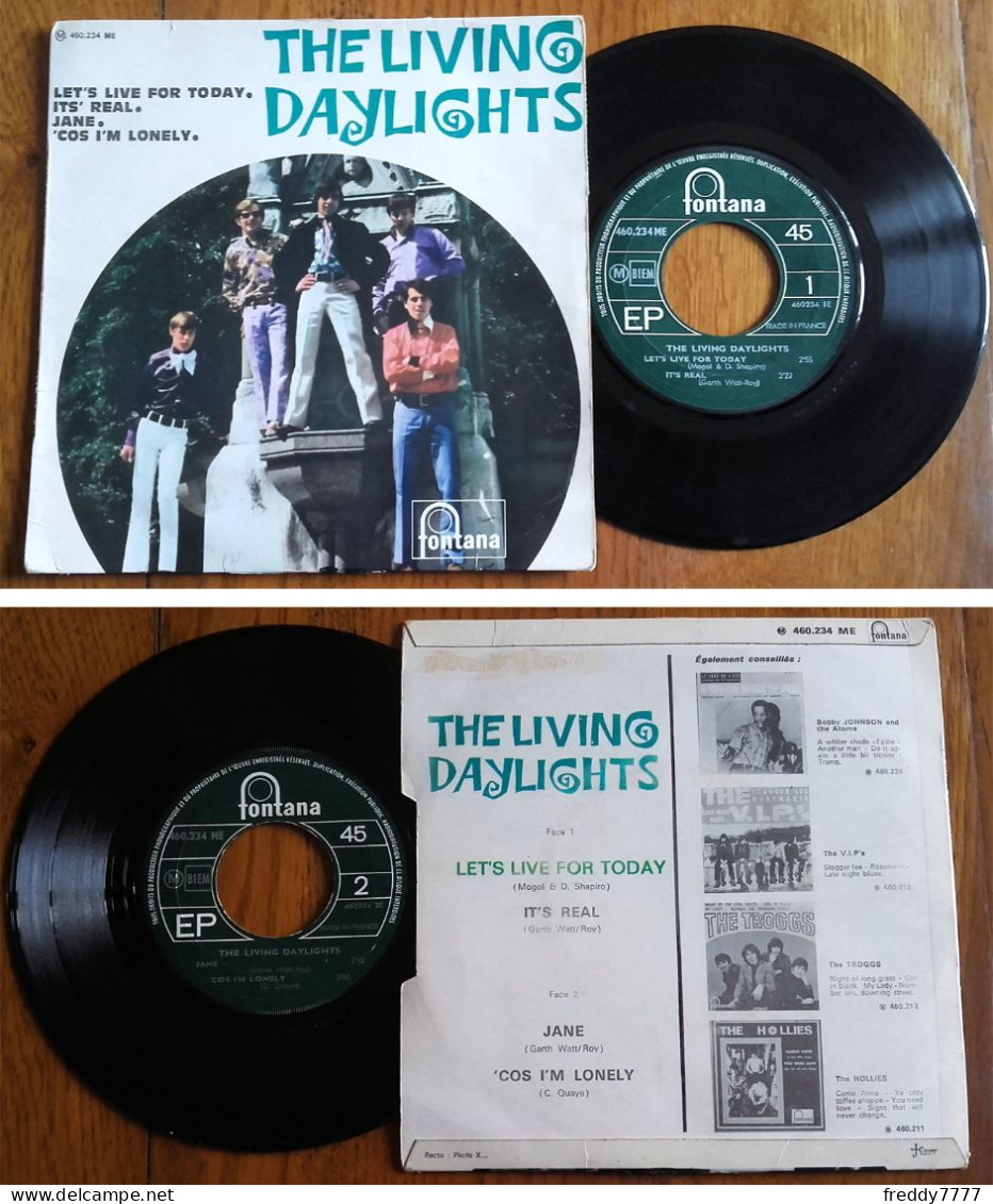 RARE EP 45t BIEM (7") THE LIVING DAYLIGHTS «Let's Life For Today» + 3 Titres FRANCE 1967 - Rock