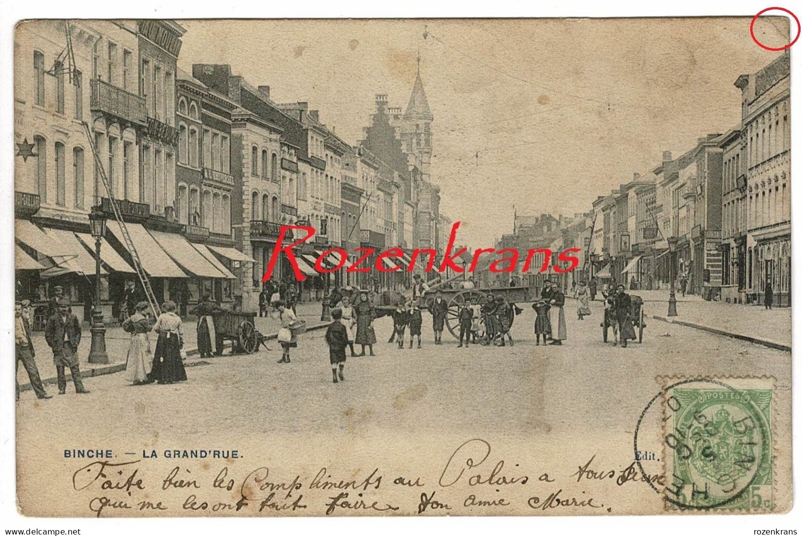 Binche La Grand'rue CPA Animee RARE Belle Animation - Binche