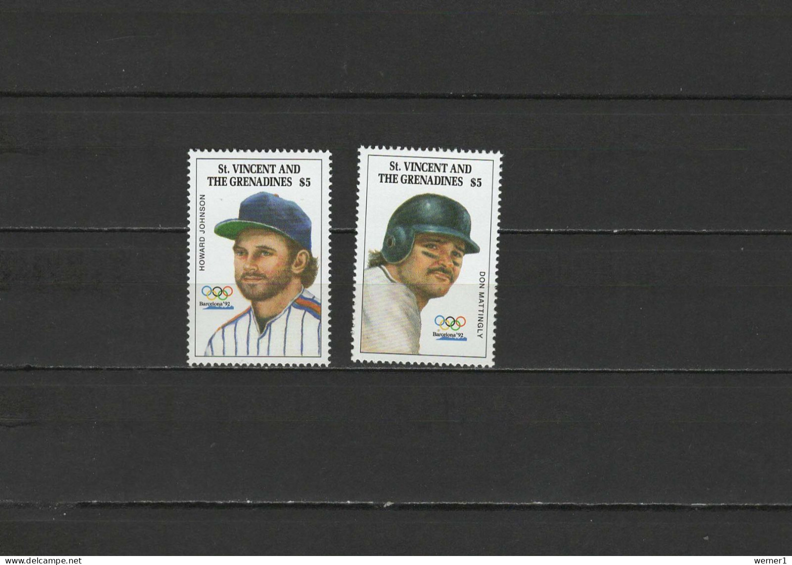 St. Vincent 1992 Olympic Games Barcelona, Baseball Set Of 2 MNH - Sommer 1992: Barcelone