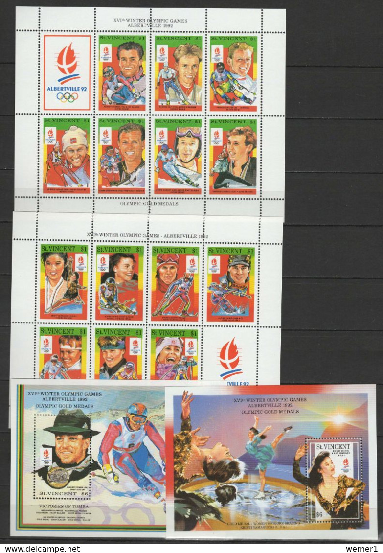 St. Vincent 1992 Olympic Games Albertville Set Of 2 Sheetlets + 2 S/s MNH - Inverno1992: Albertville