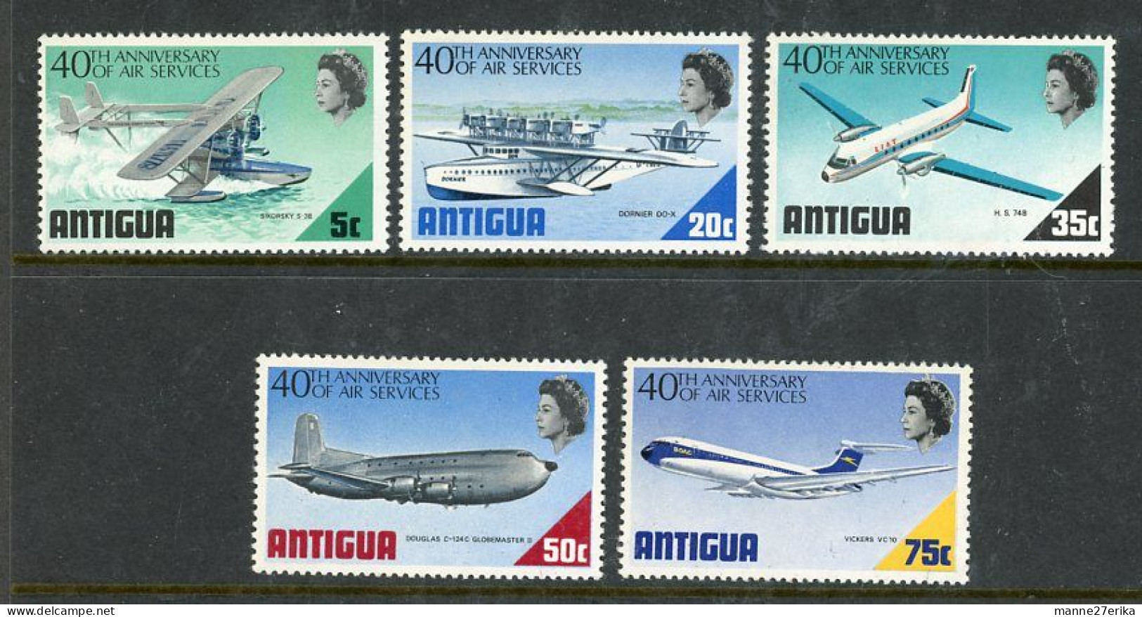 -Antigua-1970 MH 40th Anniversary Of Air Service - Antigua And Barbuda (1981-...)