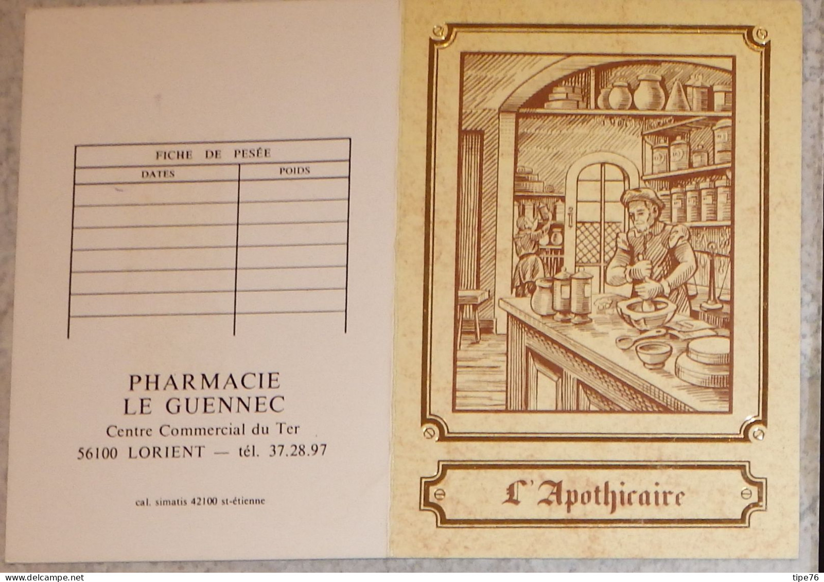 Petit Calendrier Poche 1985 Illustration Métier Apothicaire  Pharmacie Lorient Morbihan - Klein Formaat: 1981-90