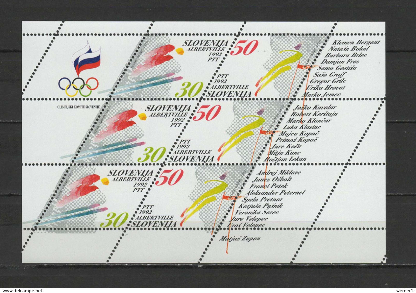 Slovenia 1992 Olympic Games Albertville Sheetlet MNH - Hiver 1992: Albertville