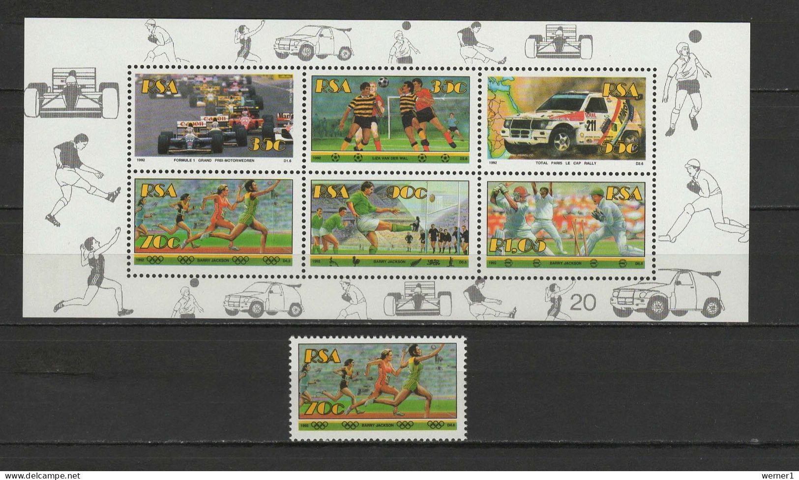 South Africa 1992 Olympic Games, Football Soccer Etc. Stamp + S/s MNH - Estate 1992: Barcellona