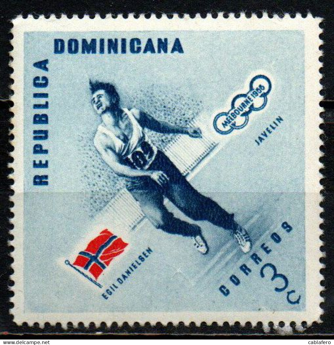 REPUBBLICA DOMENICANA - 1957 - EGI DANIELSEN - MEDAGLIA DELLE OLIMPIADI DI MELBOURNE - MNH - Repubblica Domenicana