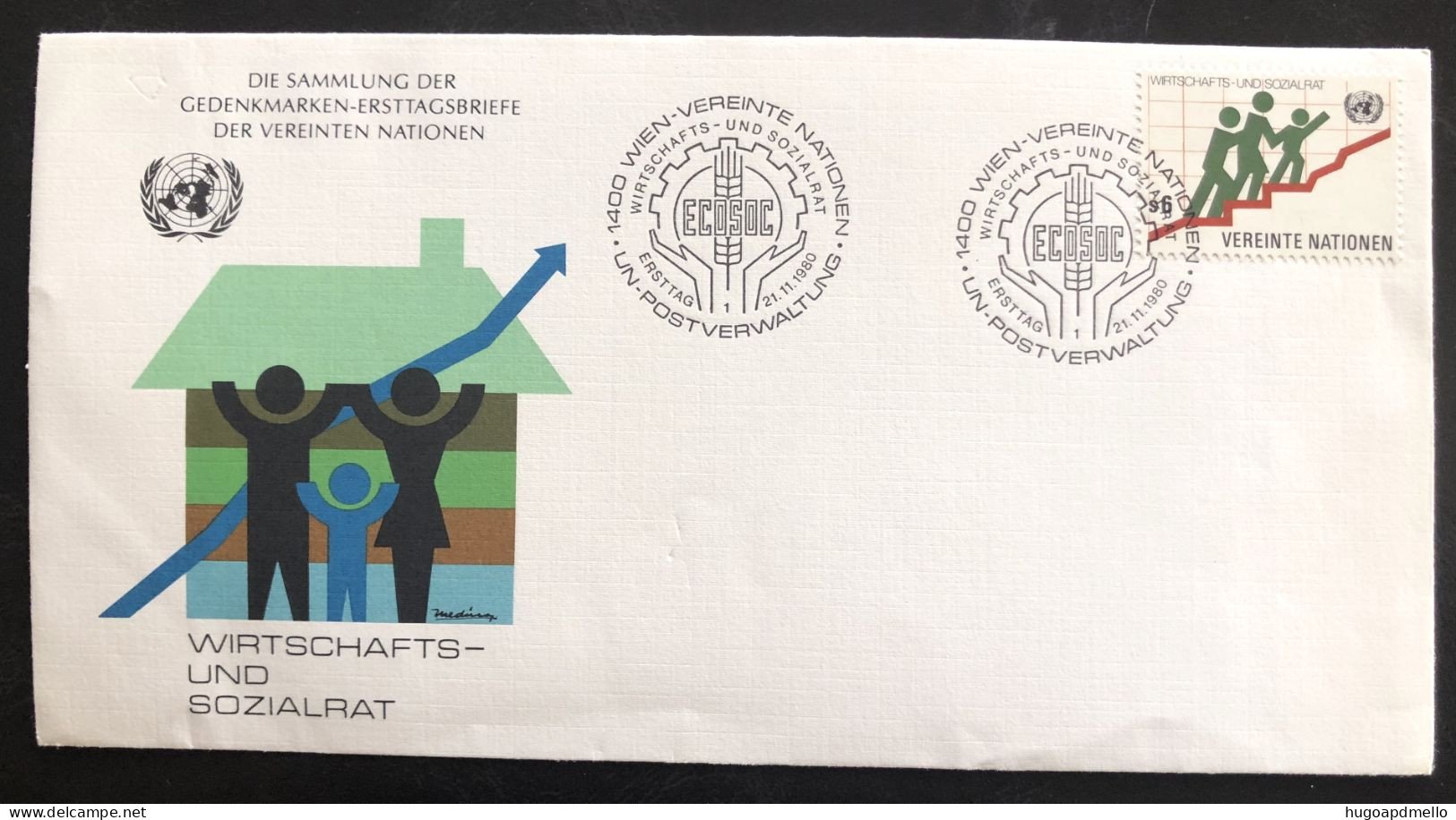 UNITED NATIONS, Uncirculated FDC « WIRTSCHAFTS UND SOZIALRAT », 1980 - ONU