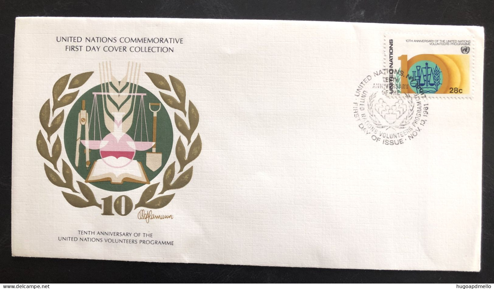 UNITED NATIONS, Uncirculated FDC « TENTH ANNIVERSARY OF THE UNITED NATIONS VOLUNTEERS PROGRAMME », 1981 - VN