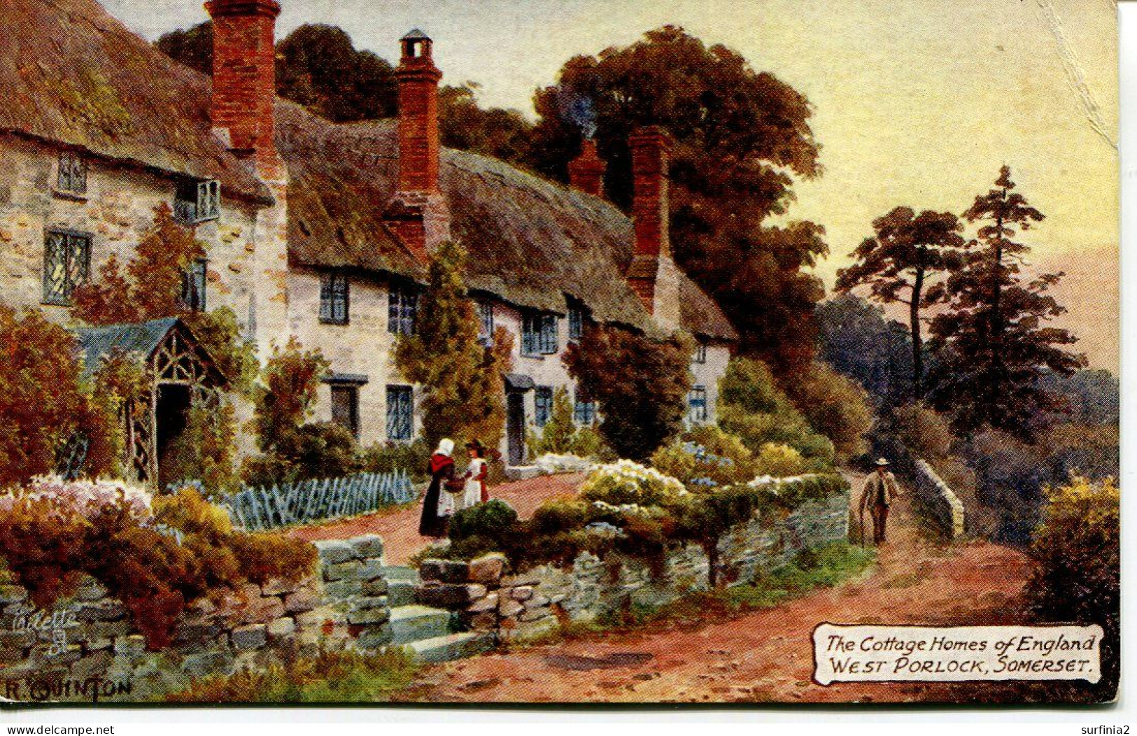 TUCKS OILETTE - 9526 - COTTAGE HOMES OF ENGLAND - WEST PORLOCK, SOMERSET BY A R QUINTON - Quinton, AR