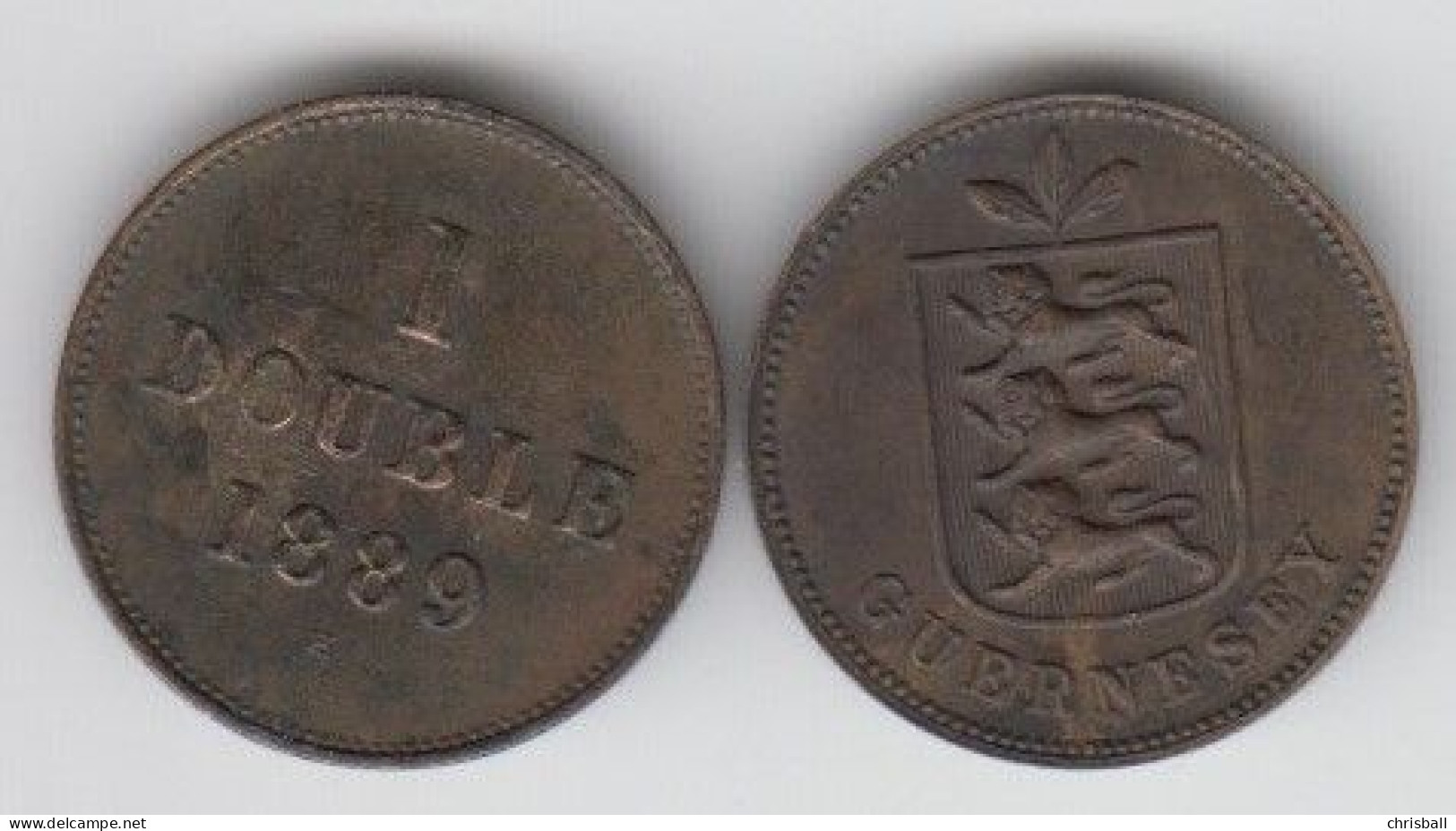 Guernsey Coin 1 Double 1889 Condition Very Fine - Guernsey