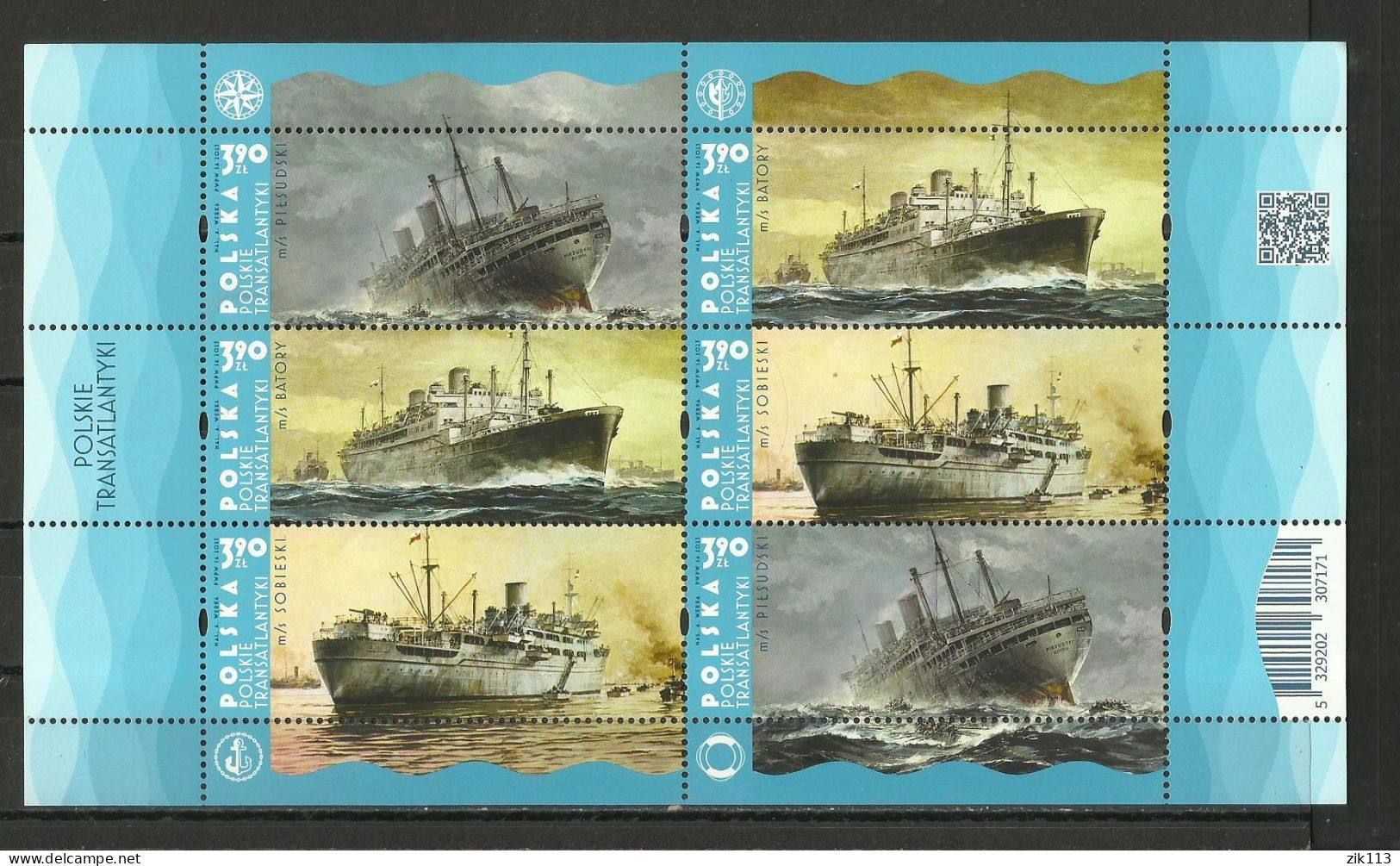 POLAND  2023 - POLISH  TRANSATLANTIC  SHIPS , SHEET,  MNH - Neufs