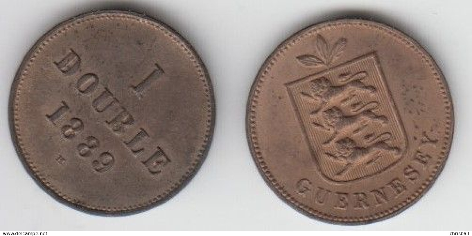 Guernsey Coin 1 Double 1889 Condition Extra Fine - Guernsey