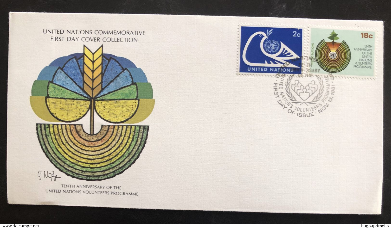 UNITED NATIONS, Uncirculated FDC « TENTH ANNIVERSARY OF THE UNITED NATIONS VOLUNTEERS PROGRAMME », 1981 - UNO