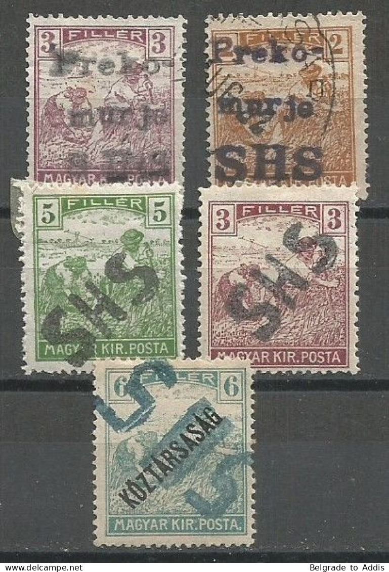 Slovenia Hungary Yugoslavia SHS Kingdom 5 Stamps Local Issues Mint & Used 1919 No Guarantee! - Otros & Sin Clasificación