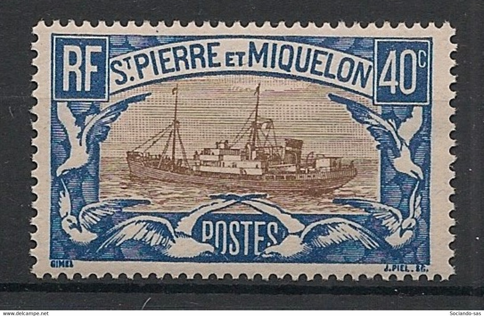 SPM - 1932-33 - N°YT. 145 - Chalutier 40c Bleu Et Brun - Neuf Luxe ** / MNH / Postfrisch - Ungebraucht