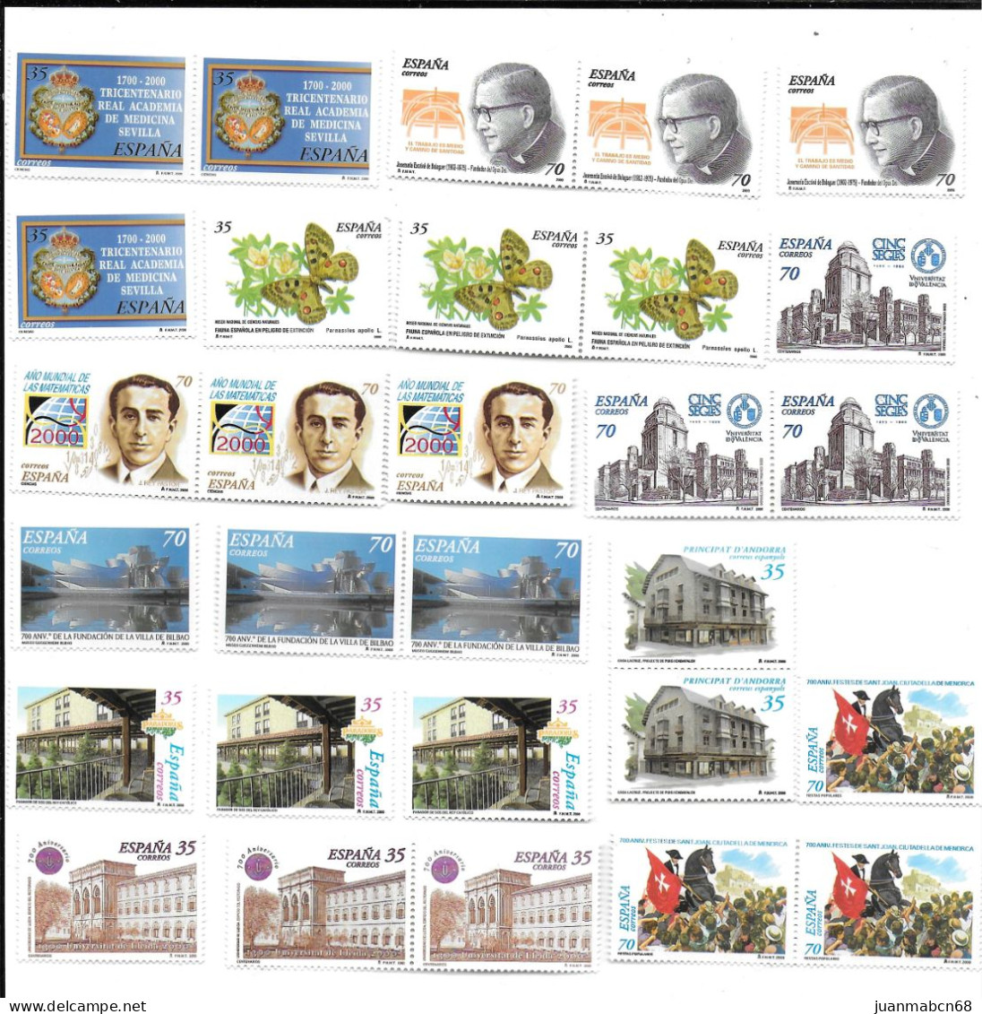Lote de 190 sellos nuevos(2000 - 2004)