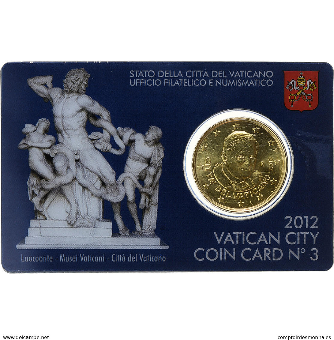 Vatican, 50 Euro Cent, Pape Benoit XVI, Coin Card.FDC, 2012, Rome, Or Nordique - Vatikan