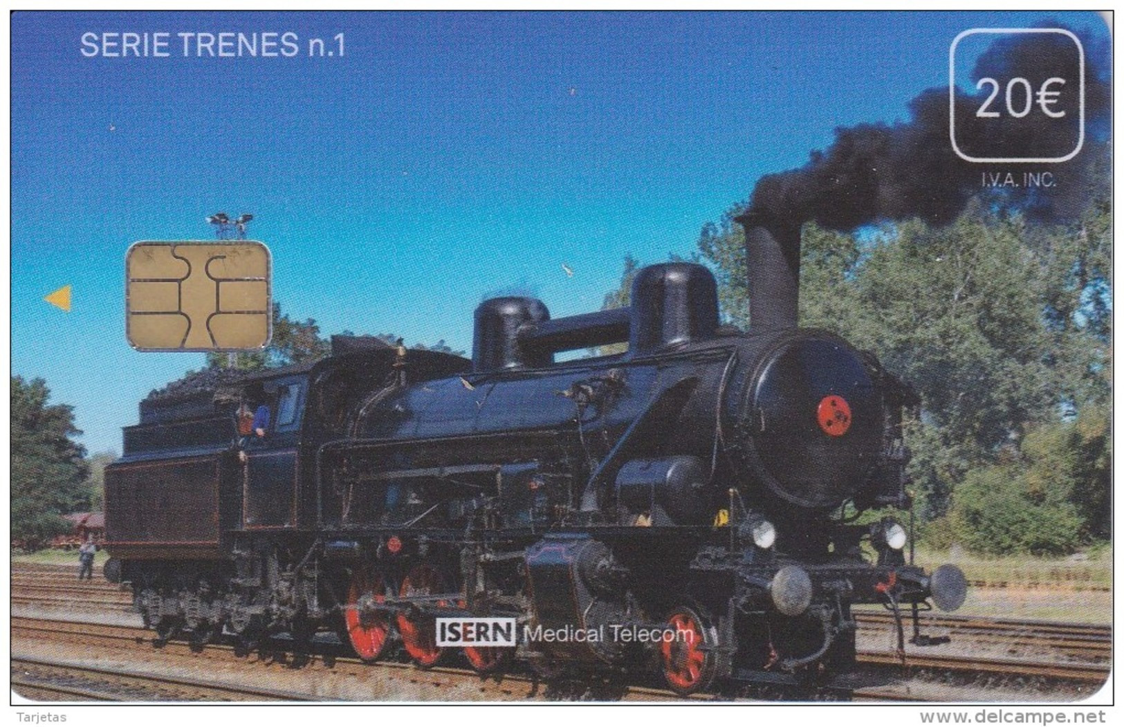 ISN-205 TARJETA DE ESPAÑA DE ISERN DE 20 EUROS DE LA SERIE TRENES Nº1 (TREN-TRAIN-ZUG) - Emissions Basiques