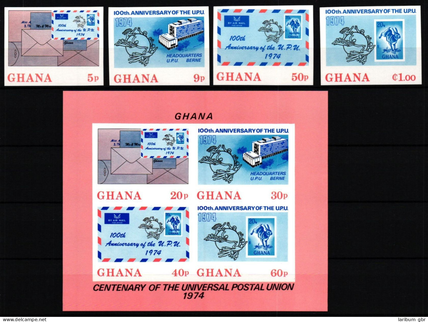 Ghana Block 55 B + 548-551 B Postfrisch Weltpostverein/ UPU #JV806 - Ghana (1957-...)