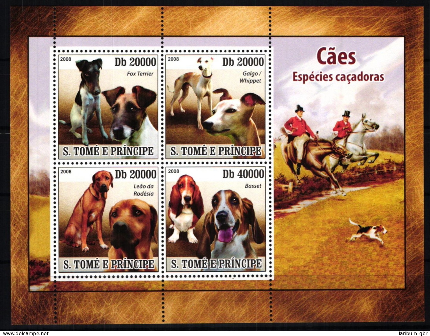 Sao Tome E Principe 3659-3662 Postfrisch Als ZD-Bogen, Hunde #JV930 - Autres & Non Classés