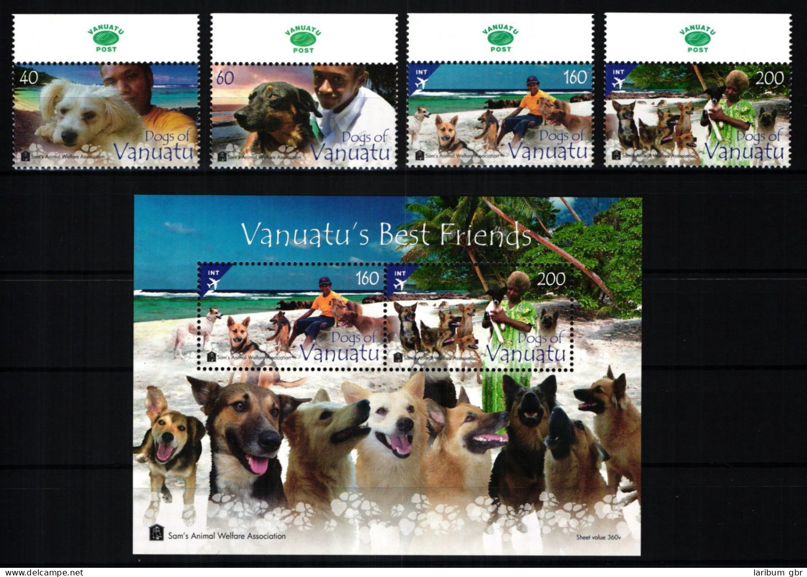 Vanuatu Block 73 + 1492-1495 Postfrisch Hunde #JV947 - Vanuatu (1980-...)