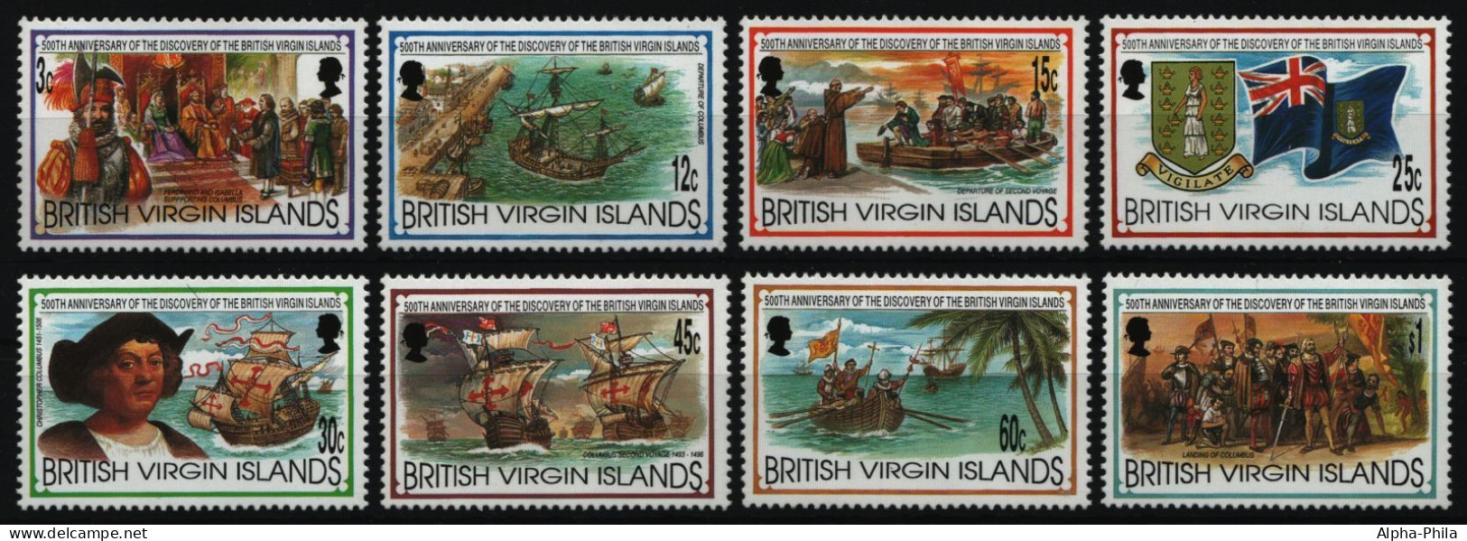 Jungferninseln 1993 - Mi-Nr. 796-803 ** - MNH - Schiffe / Ships - Kolumbus - British Virgin Islands