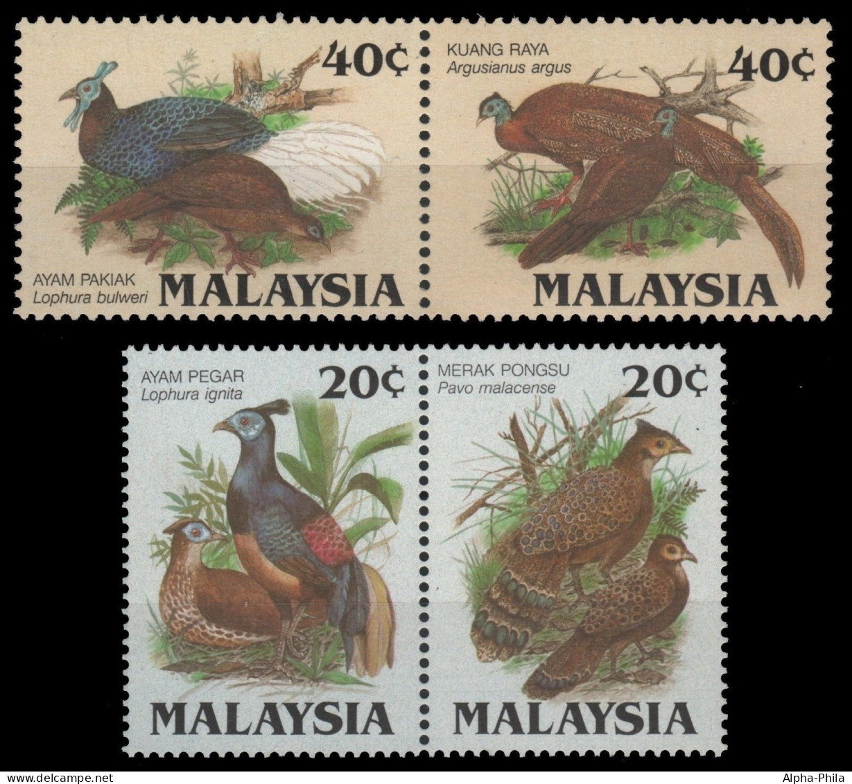 Malaysia 1986 - Mi-Nr. 317-320 A & C ** - MNH - Vögel / Birds - Malaysia (1964-...)