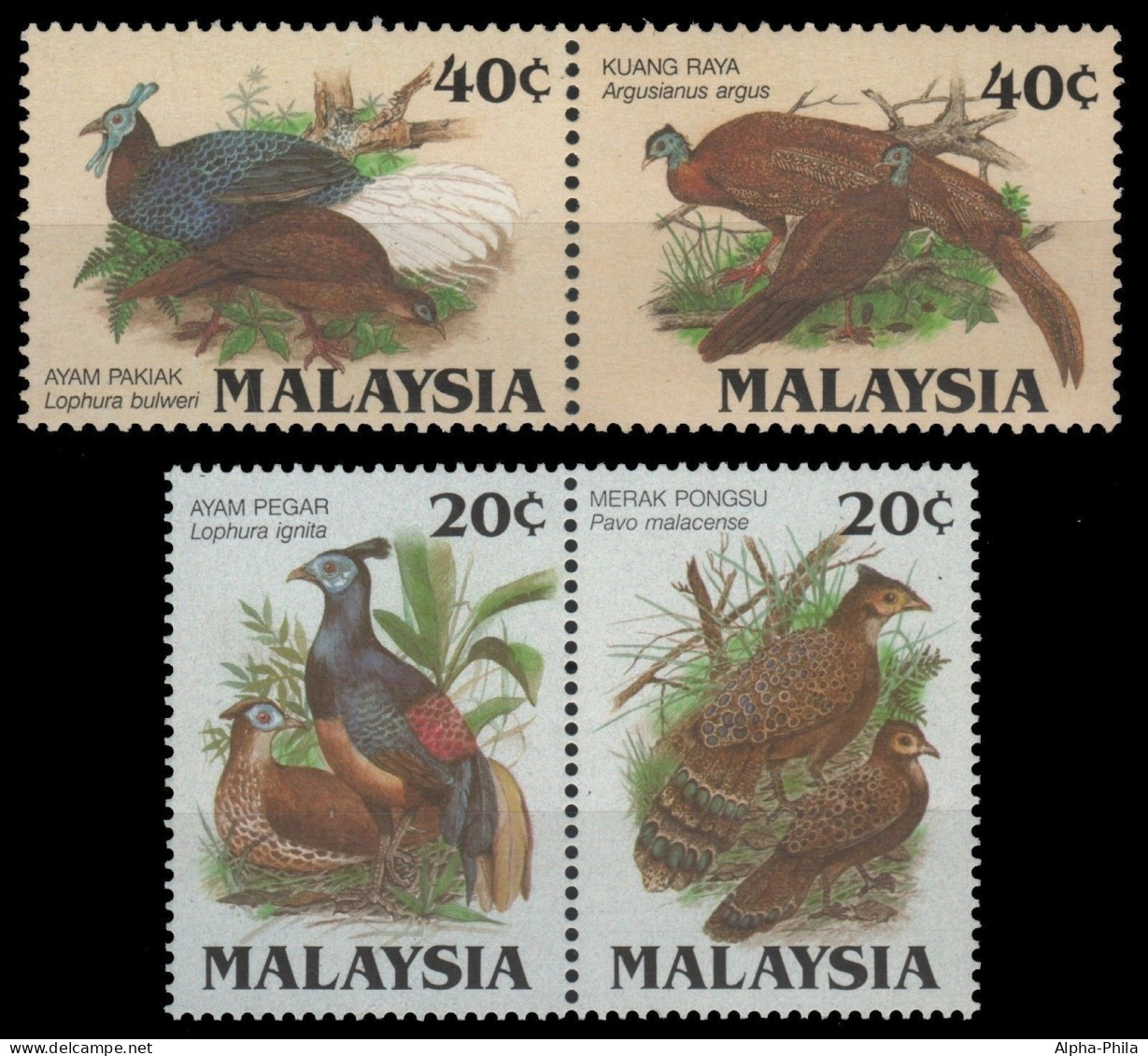 Malaysia 1986 - Mi-Nr. 317-320 A & C ** - MNH - Vögel / Birds - Malesia (1964-...)