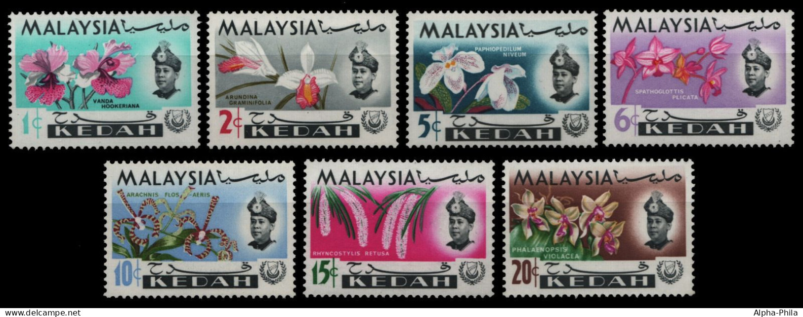 Malaya - Kedah 1965 - Mi-Nr. 106-112 ** - MNH - Orchideen / Orchids - Kedah