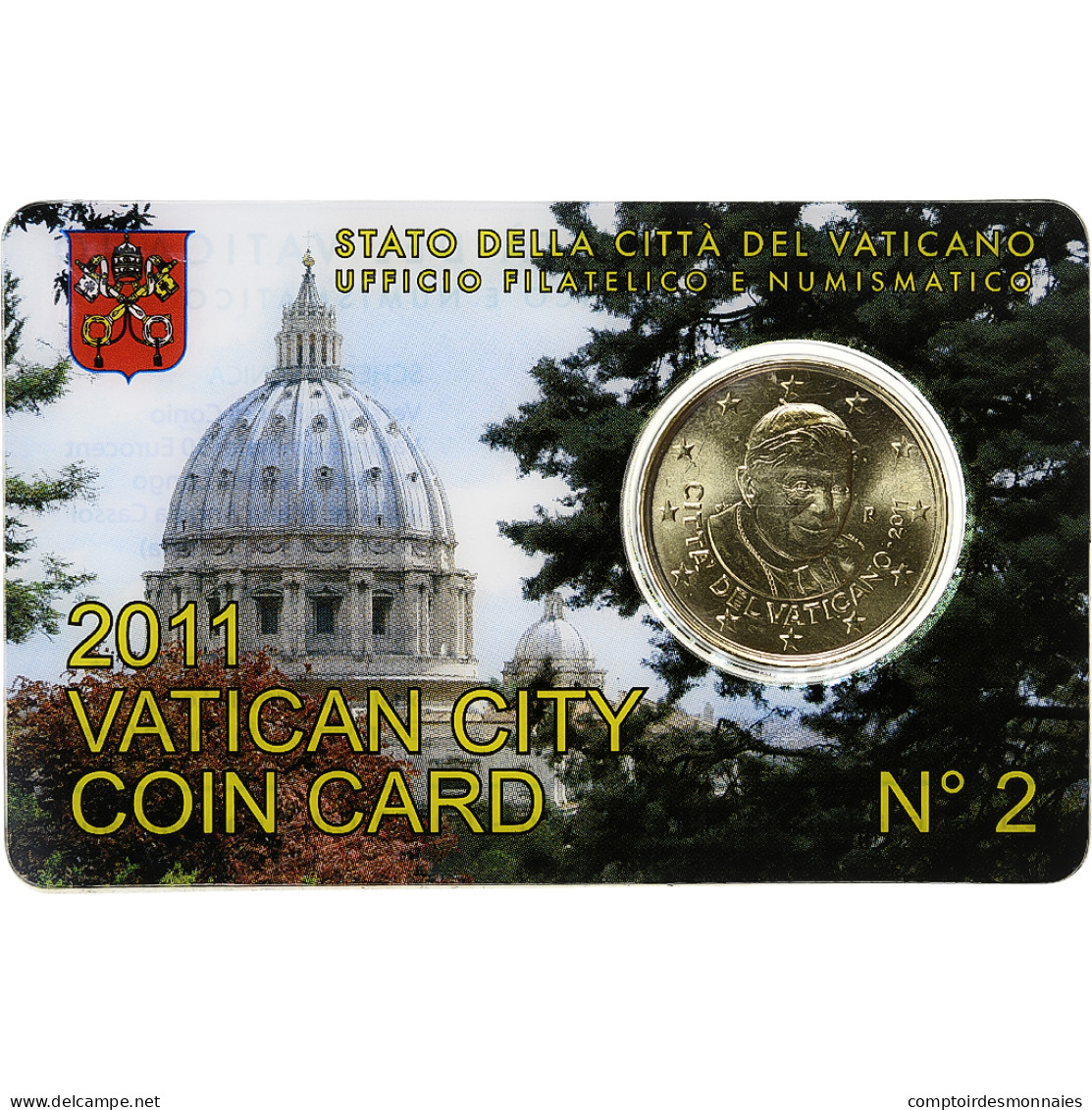 Vatican, 50 Euro Cent, Pape Benoit XVI, Coin Card.FDC, 2011, Rome, Or Nordique - Vatikan