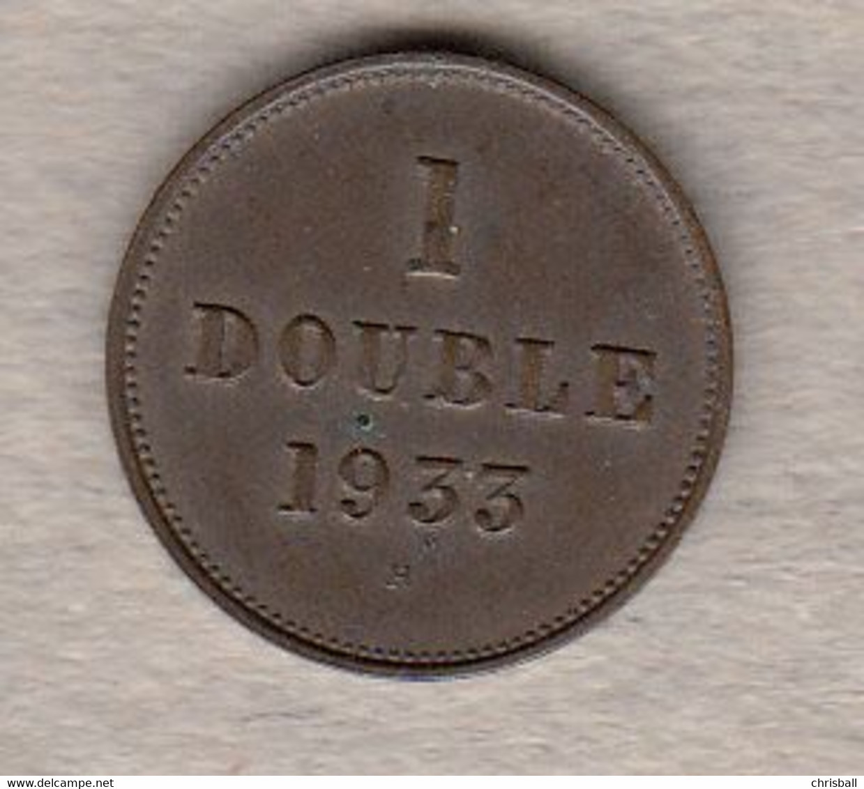 Guernsey Coin 1 Double 1933 Condition Very Fine - Guernsey