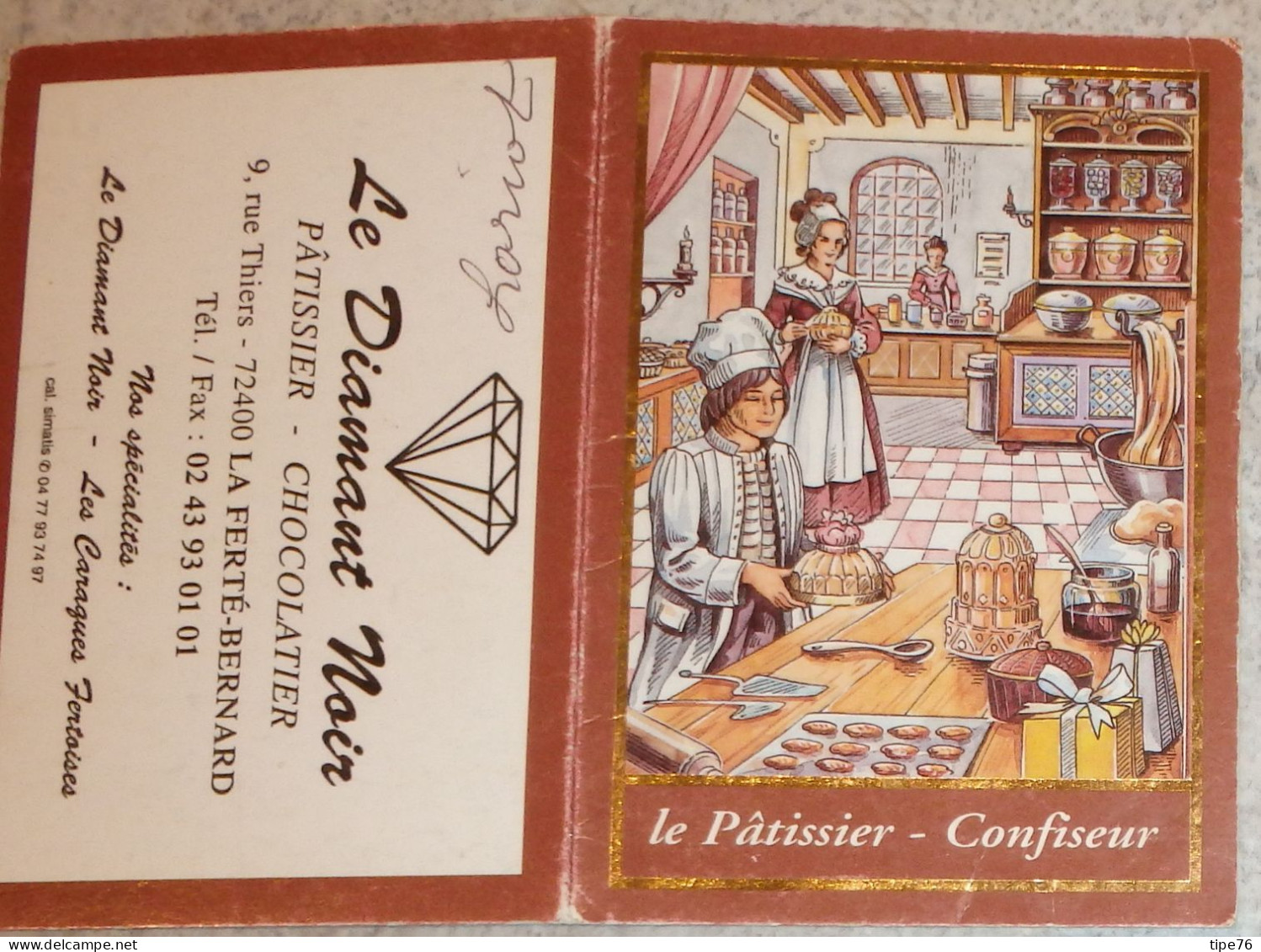 Petit Calendrier Poche 2001 Illustration Métier Pâtissier Confiseur La Ferté Bernard Sarthe - Tamaño Pequeño : 2001-...