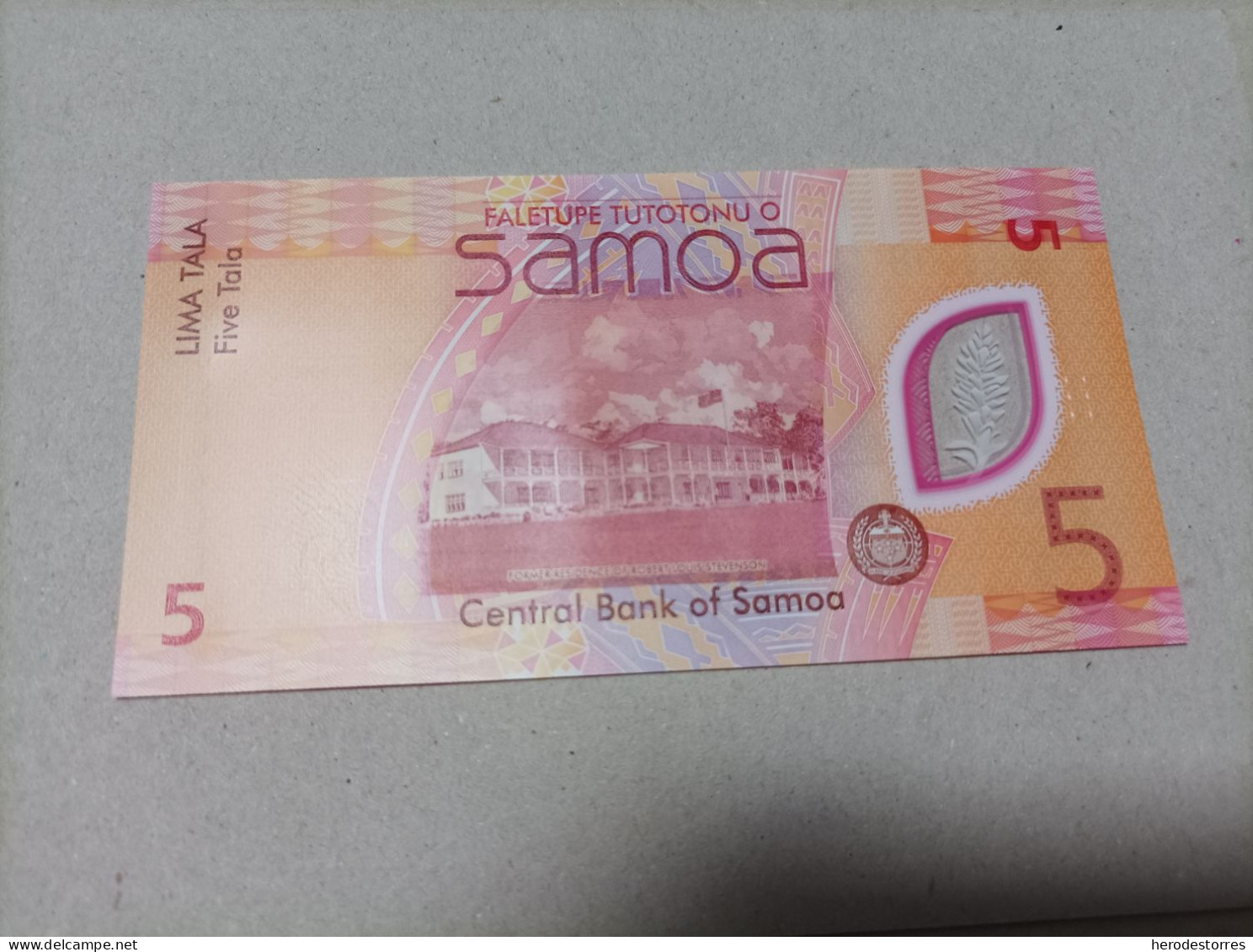 Billete Samoa, 5 Tala, Año 2008, Serie AA, Nº Bajisimo 0008402, UNC - Samoa