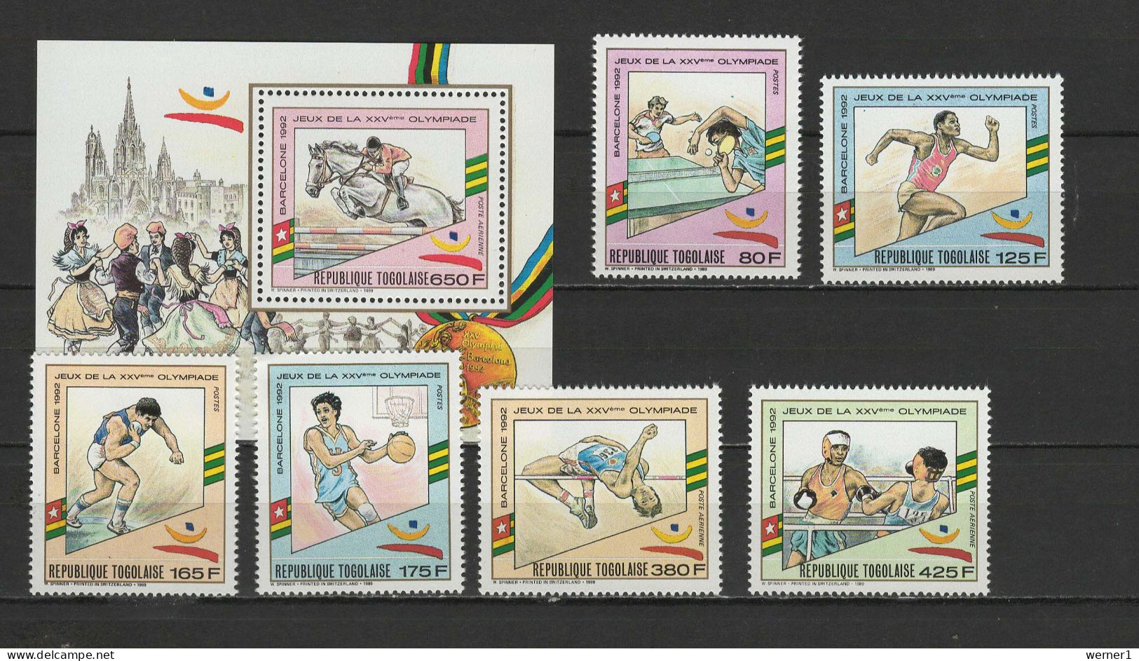 Togo 1989 Olympic Games Barcelona, Equestrian, Table Tennis, Basketball Etc. Set Of 6 + S/s MNH - Estate 1992: Barcellona