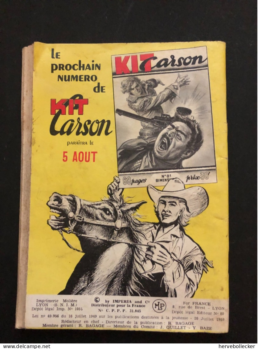 KIT CARSON Bimensuel N° 80 - IMPERIA 1959 - Kleinformat