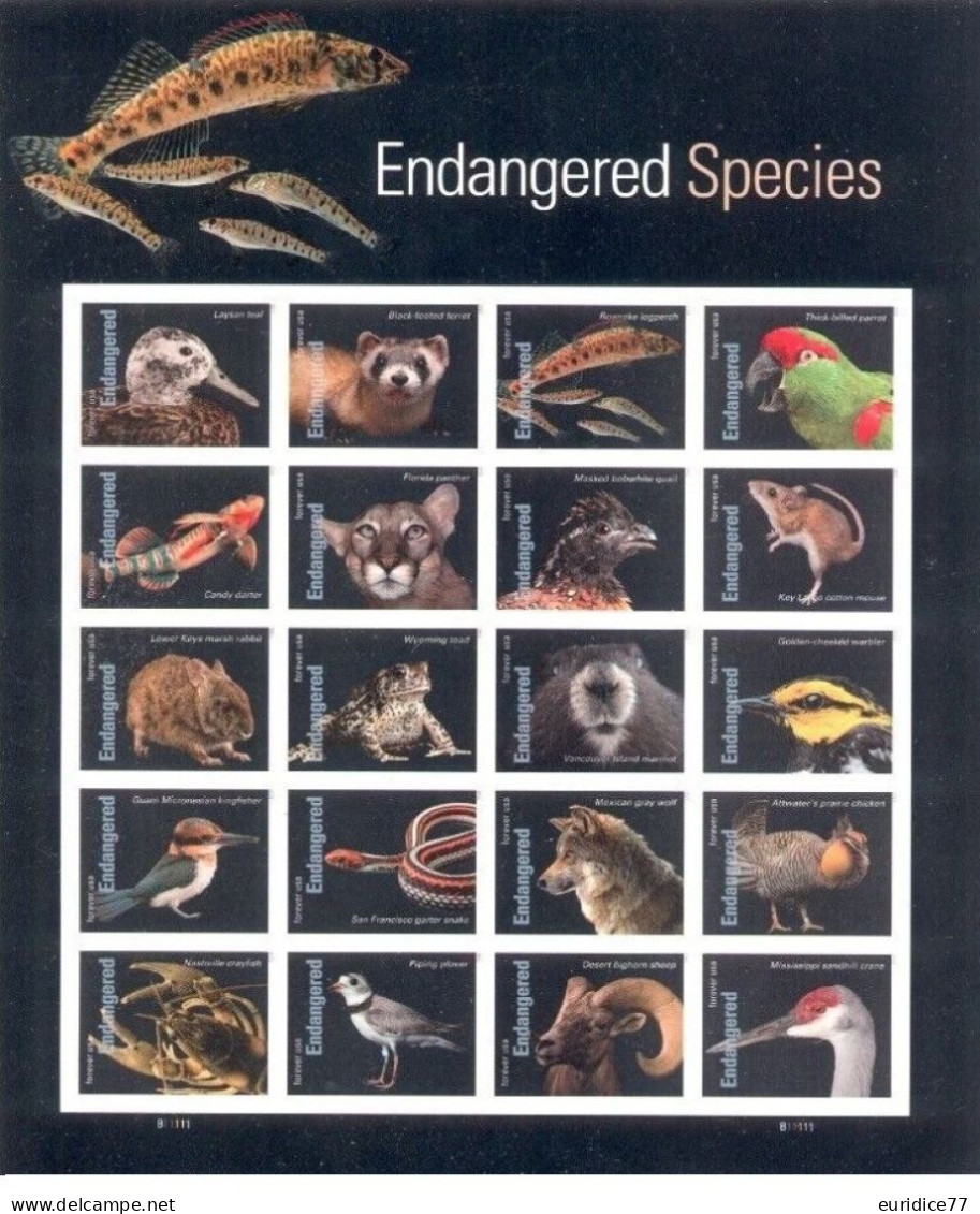 Estados Unidos United States USA 2023 - Endangered Species Miniature Sheet Mnh** - Neufs