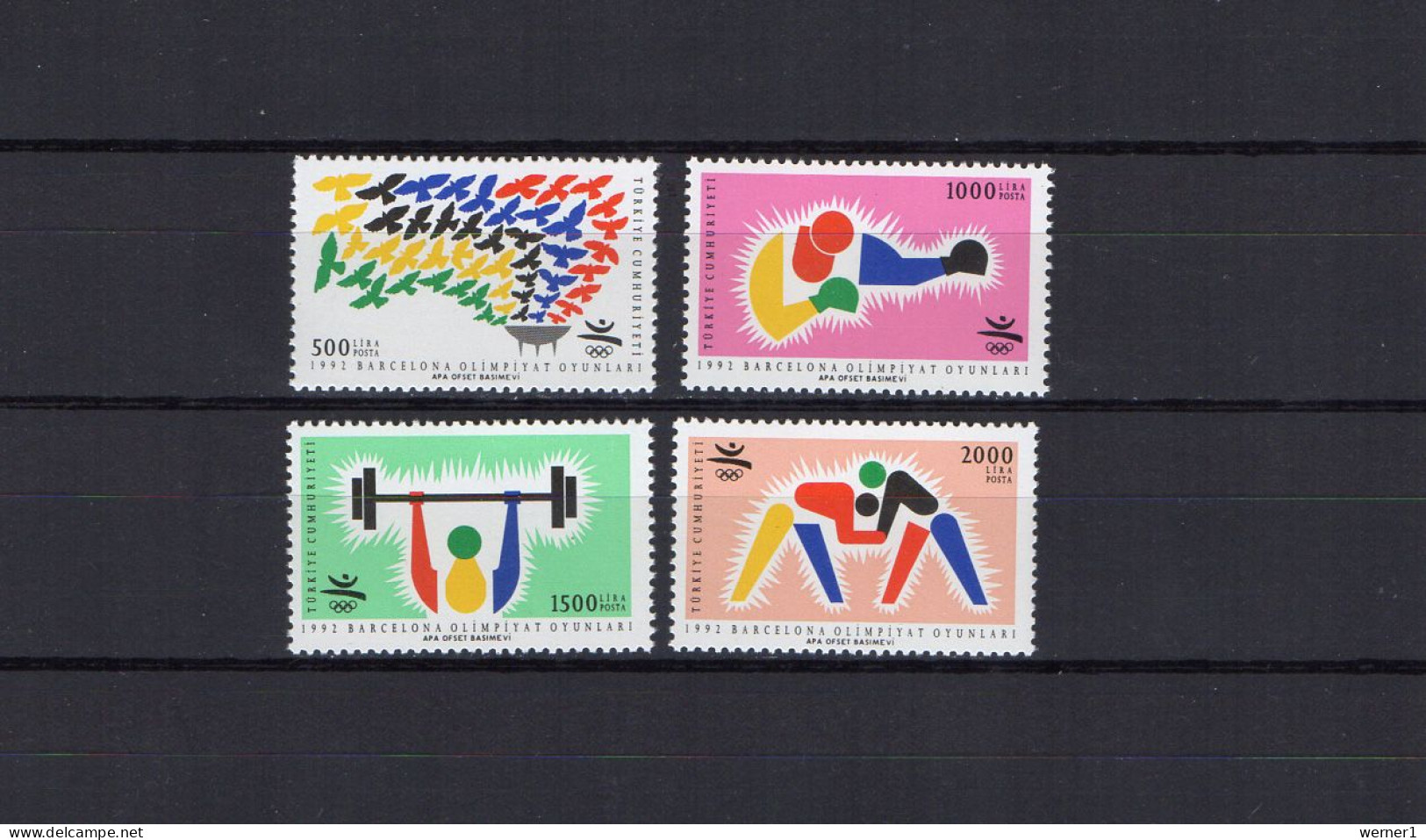 Turkey 1992 Olympic Games Barcelona, Weightlifting, Boxing, Wrestling Set Of 4 MNH - Sommer 1992: Barcelone