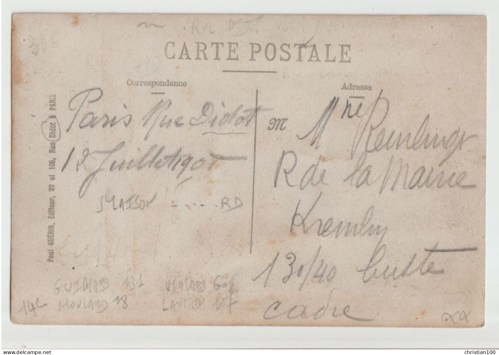 CARTE PHOTO - CAFE " AU REVEIL MATIN " - VINS - BIERE DES MOULINEAUX - FETE NATIONALE 1908 - DRAPEAUX FRANcais -z R/V Z- - Cafés
