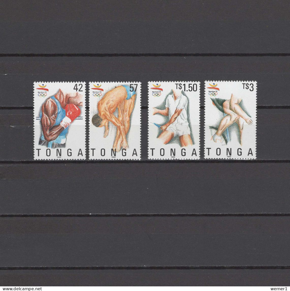 Tonga 1992 Olympic Games Barcelona, Boxing, Tennis, Cycling Etc. Set Of 4 MNH - Verano 1992: Barcelona